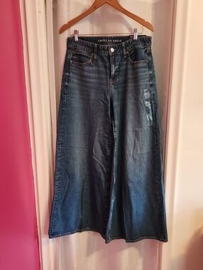 American Eagle Outfitters Wide-Leg Jeans in Dark Blue Wash